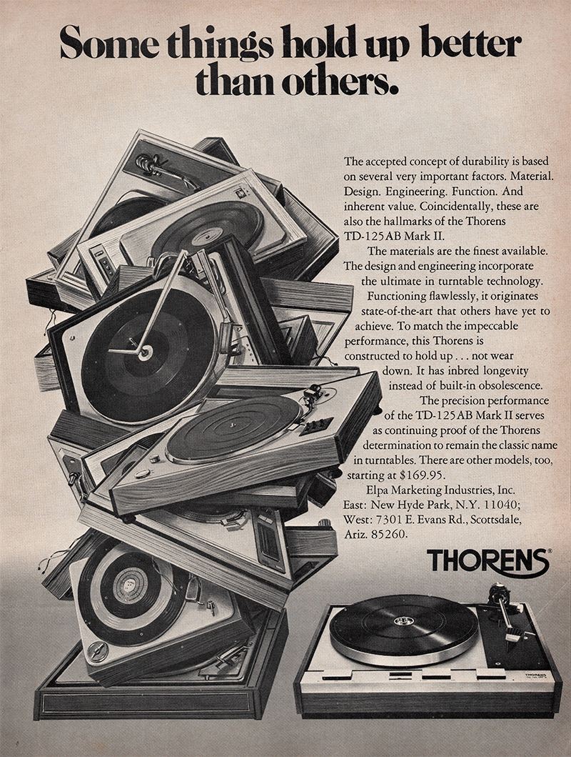 Thorens advertisement in Audio, October 1975