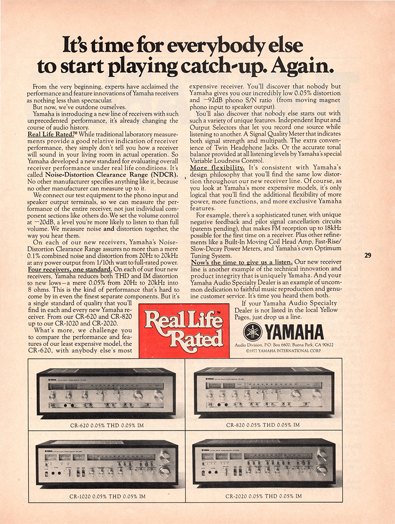 Yamaha advertisement in Audio, October 1977